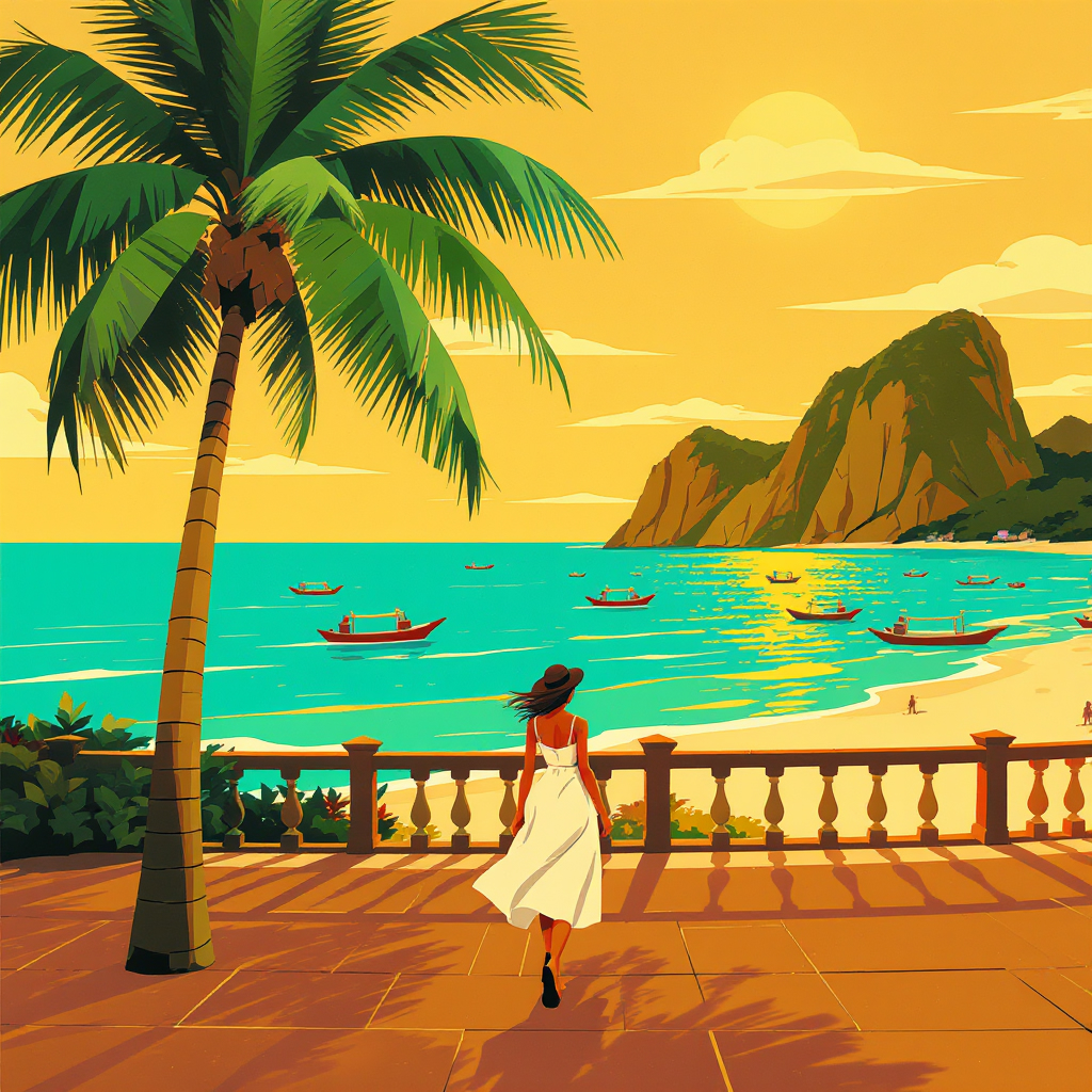 Пляж на острове Хайнань, Китай