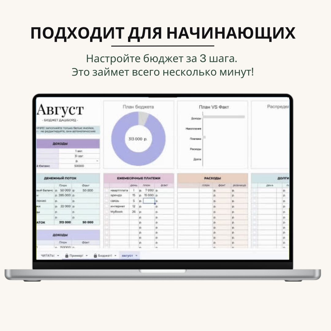Таблица шаблон личного бюджета «Финансовая диета» - миниатюра 2