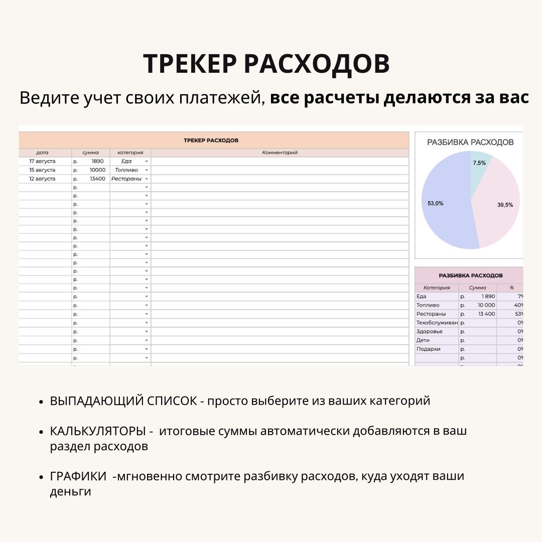 Таблица шаблон личного бюджета «Финансовая диета» - миниатюра 5
